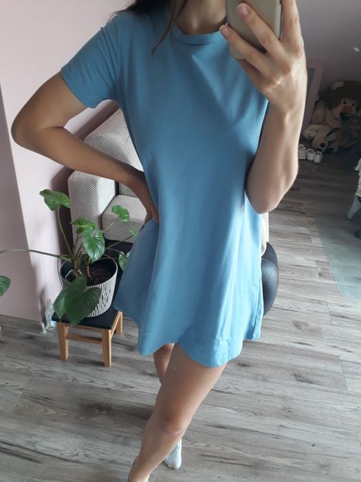 Krótka niebieska sukienka trapezowa w literę A rozmiar S/M Selfieroom