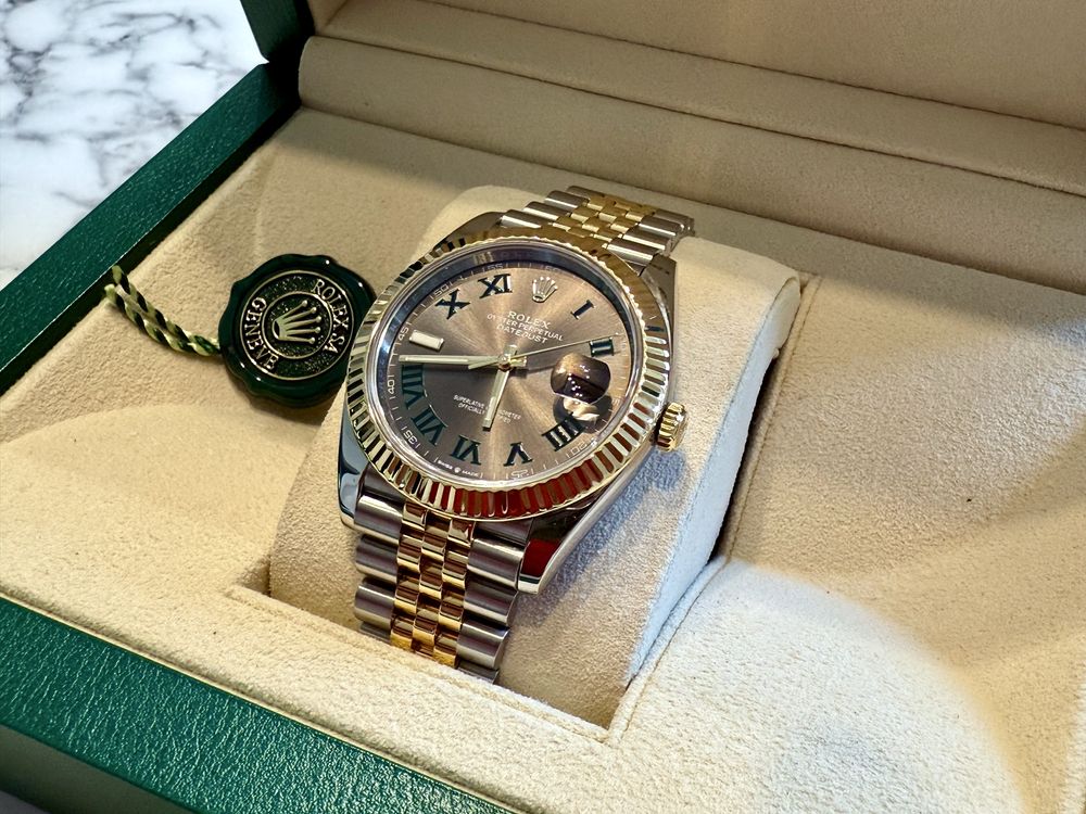 Piękny Rolex Datejust 41 mm Stal/złoto Wimbledon FULL SET STAN 10/10