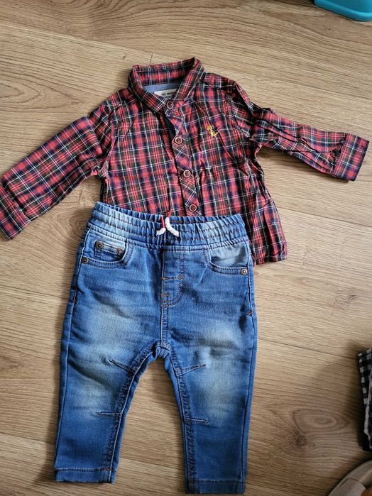 Zestaw dla chłopca Jeansy pepco 74 plus koszula next