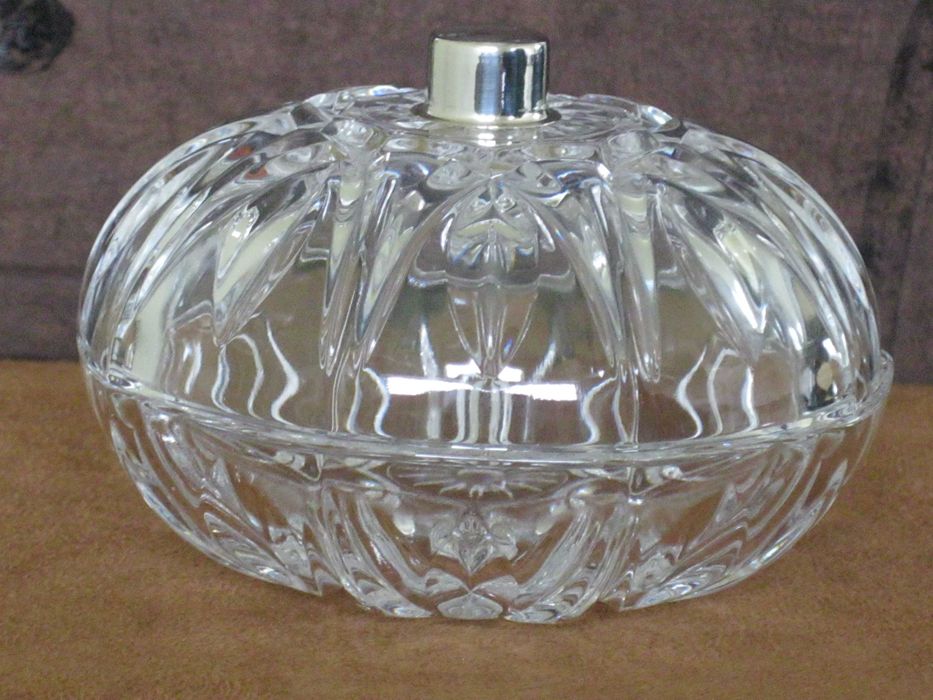 Bomboneira Cristal C/Pega em Prata Lei Maciça 925 mil.