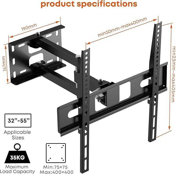 Suporte de parede de TV rotativo inclinável até 35 kg, VESA - NOVO