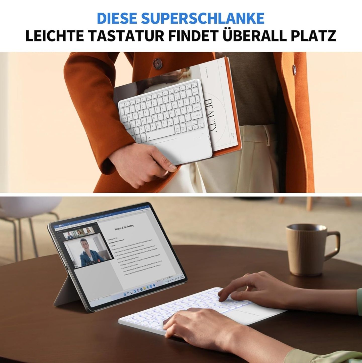 Bezprzewodowa klawiatura CACOE z touchpadem i podświetleniem