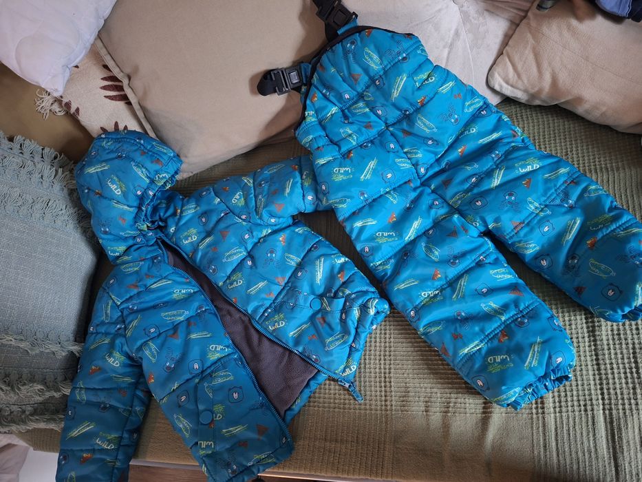 2x kombinezon 92cm, spodnie narciarki+ kurtka.