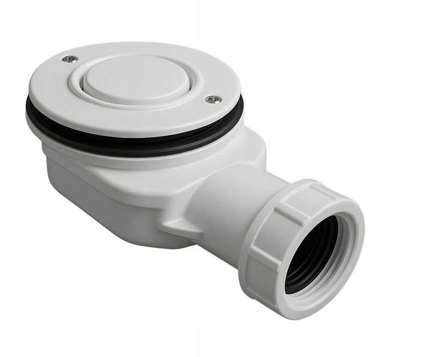 Brodzik prysznicowy czarny / biały marmur płaski + syfon