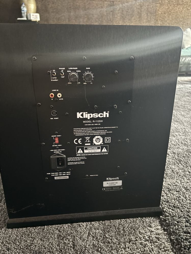 Subwoofer KLIPSCH R-112sw black como novo em caixa