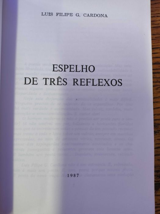 Livros de Luís Filipe G. Cardona, espelho de tres reflexos