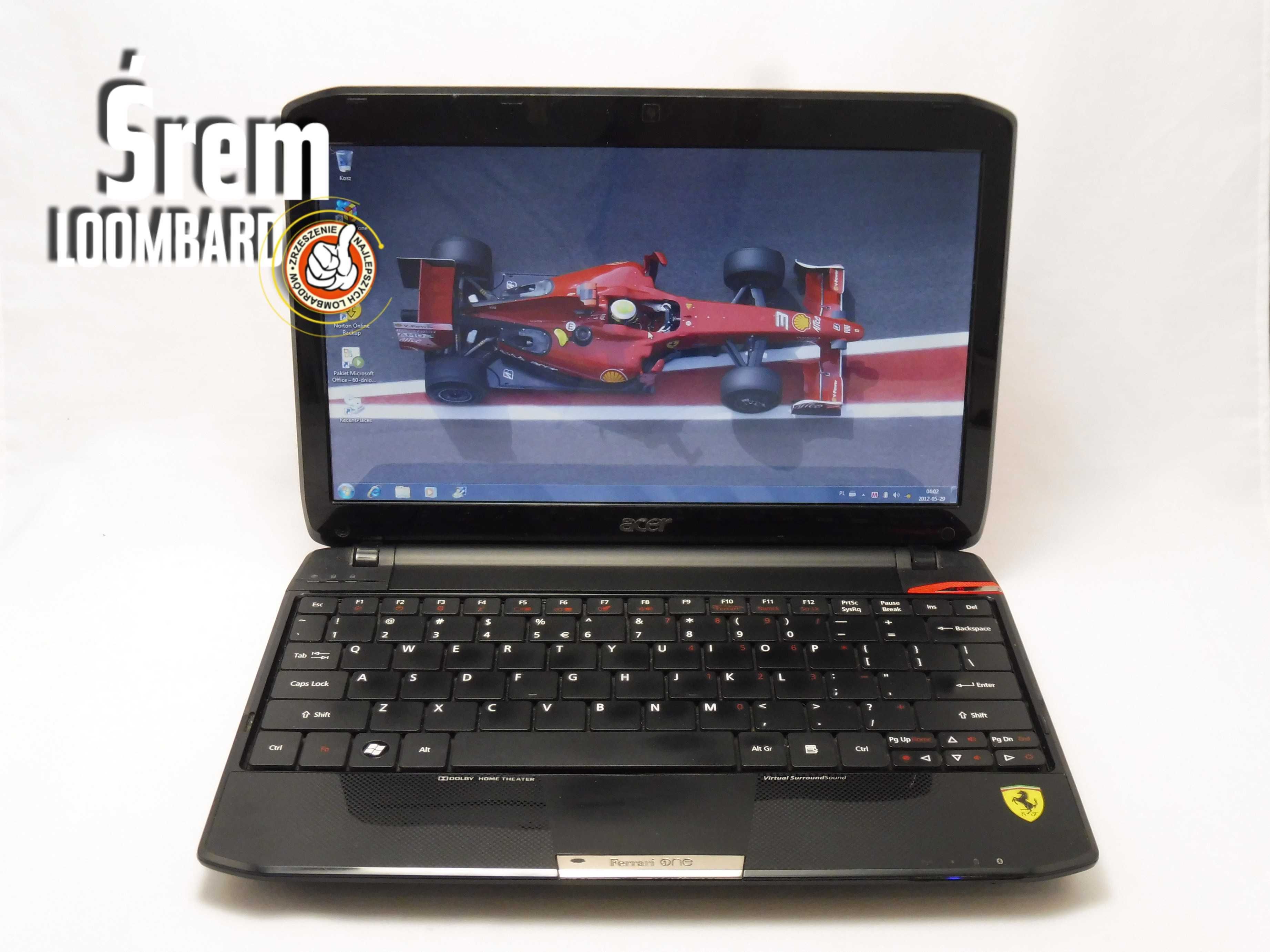 Laptop Acer Ferrari One, Athlon X2, 4gb/500gb, win 7, kpl, db stan!