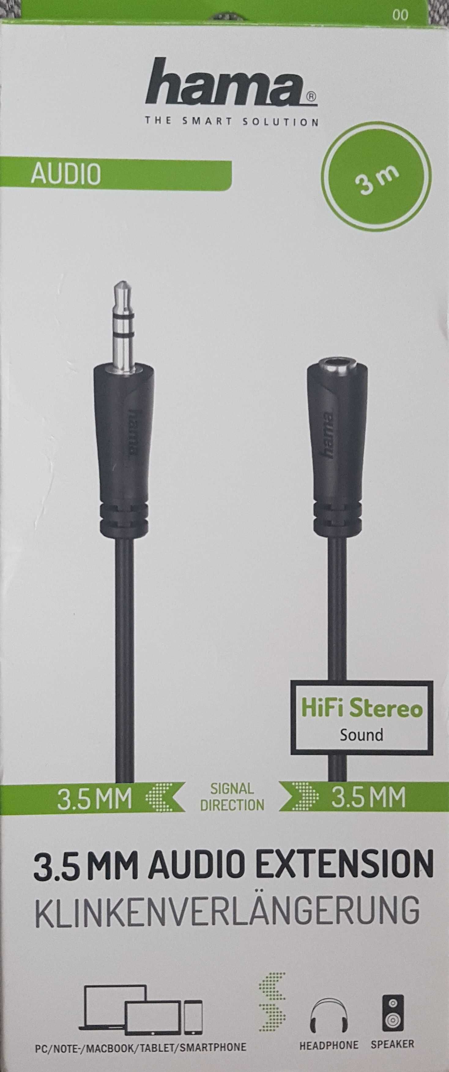Kabel audio Hama  przedłużacz jack 3,5 mm - jack 3,5 mm / 3m i 1,5m