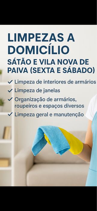 Faço limpezas ao domicílio 11€/h - Sátão e Vila Nova de Paiva