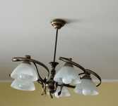 komplet 3 lamp salonowych: sufitowe: trój- i pięcioramienna + stojąca