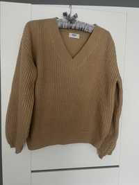 beżowy sweter M 38 cropp dekolt V sweterek szerokie rękawy
