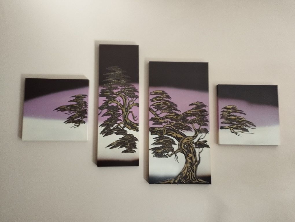Obraz, obraz 4 elementowy,4 częściowy,drzewko bonsai