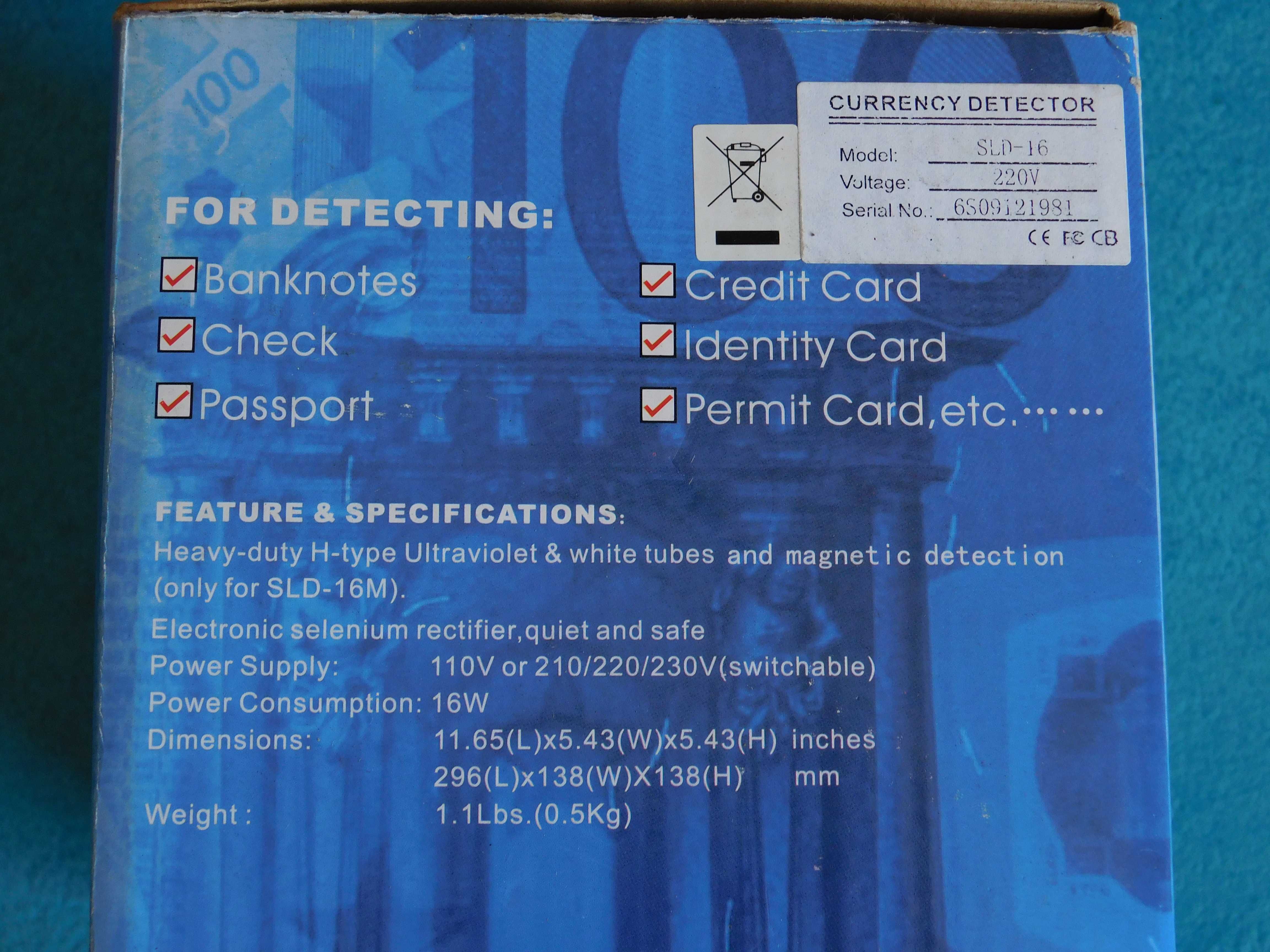 Tester do banknotów SLS-16 UV