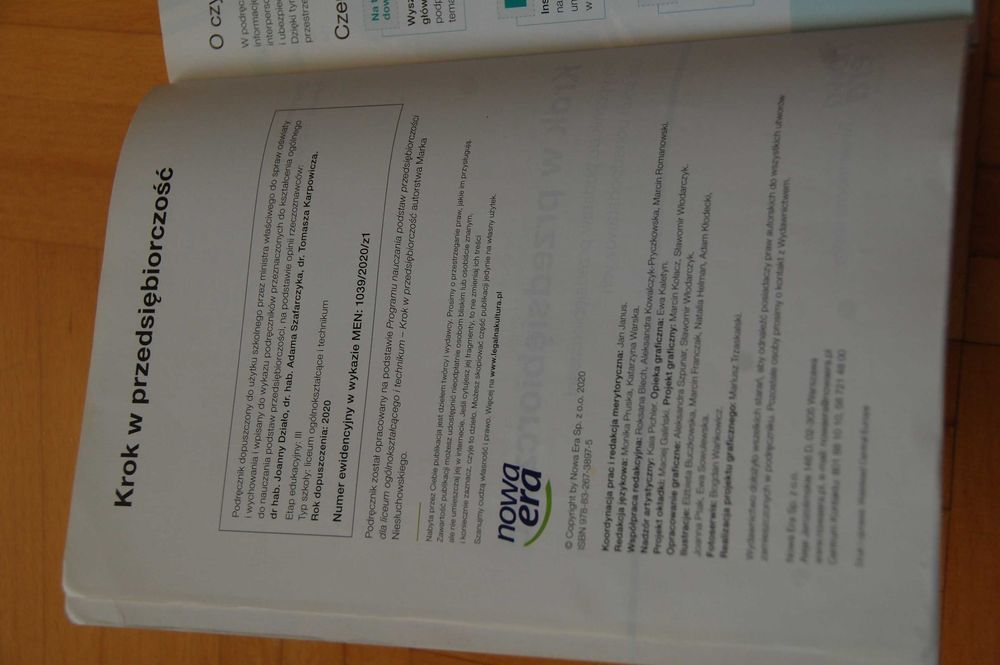 Krok w przedsiębiorczość Nowa Era, podręcznik liceum, technikum