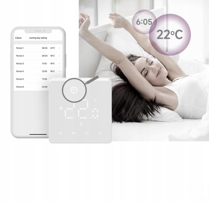 Termostat Beok TGM50-WIFI-WPB, sterowanie kotłem gazowym