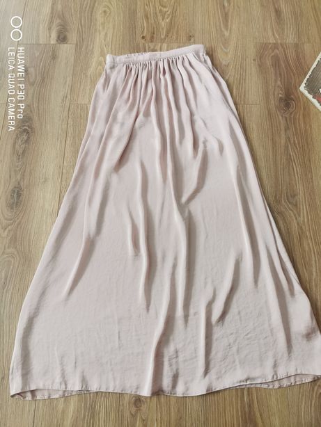 Spódnica różowa długa z 2 kieszeniami