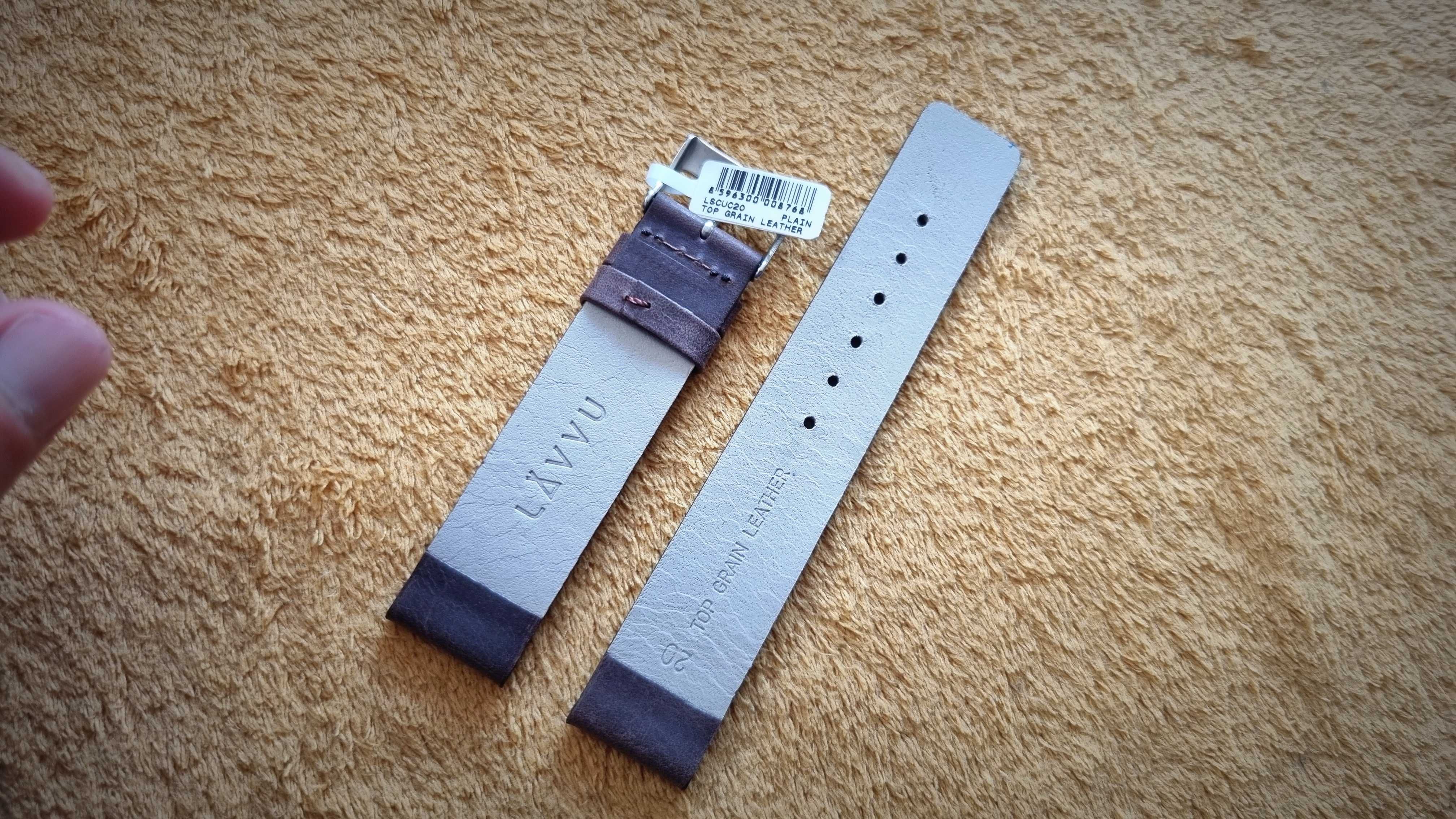 Pasek męski skórzany do zegarka - rozmiar 20 cm - brązowy