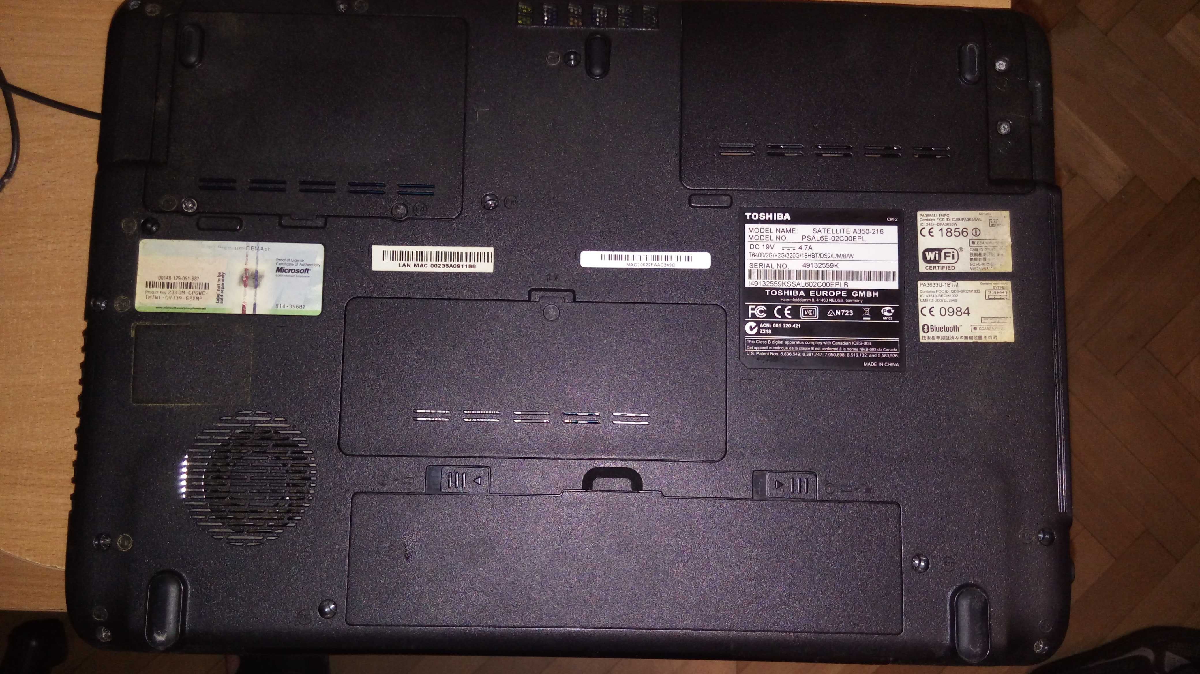 Laptop Toshiba Satellite A350-216