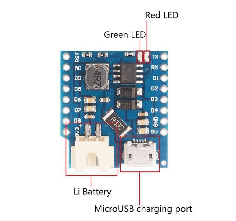 Shield / Modulo Bateria para WeMos D1 Mini ESP8266 ESP-12E WiFi