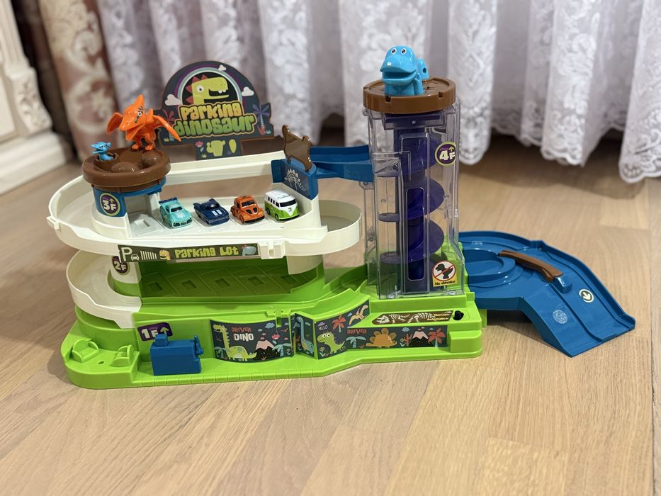 Дитячий Гараж Паркінг для машинок 3 рівні з ліфтом Parking Dinosaur