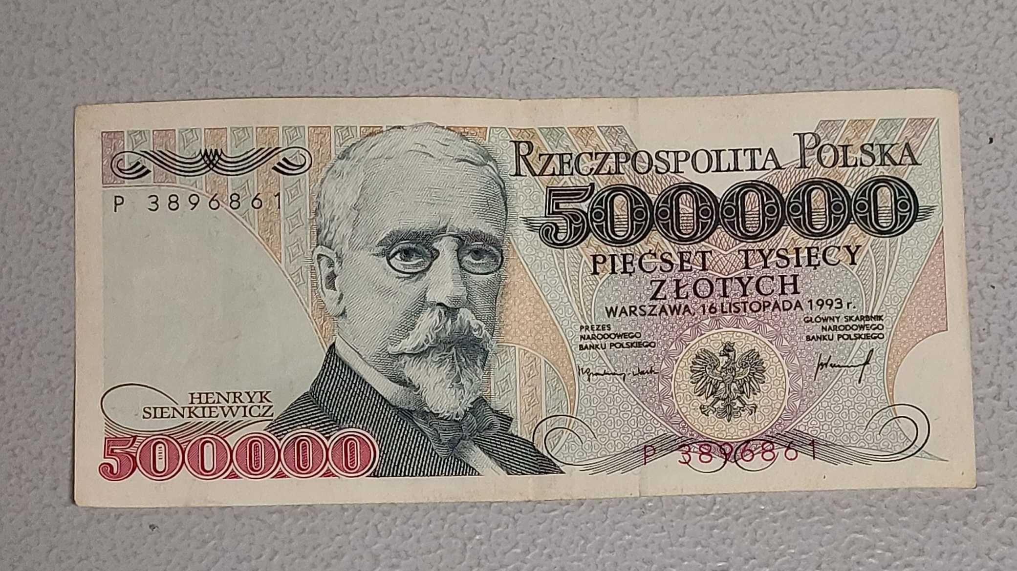 500000 zł banknot PRL obiegowy seria P 1993