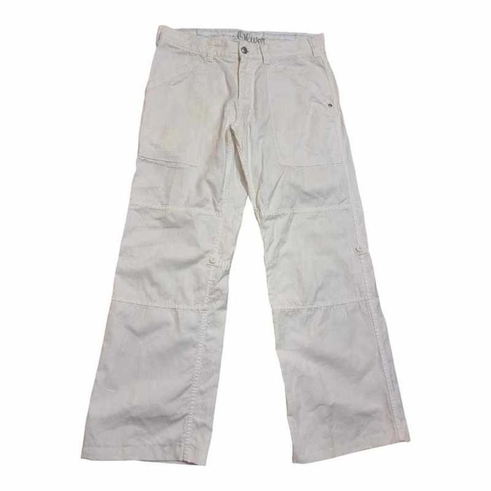 Białe męskie spodnie cargo prosta nogawka bawełna s.Oliver M