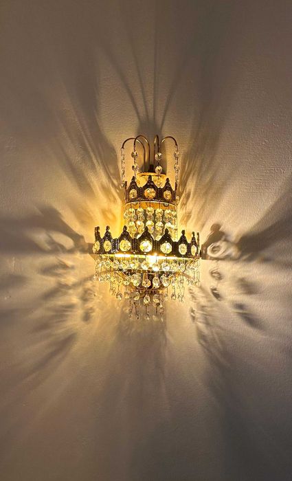 Par de apliques / candeeiros de parede em cristal