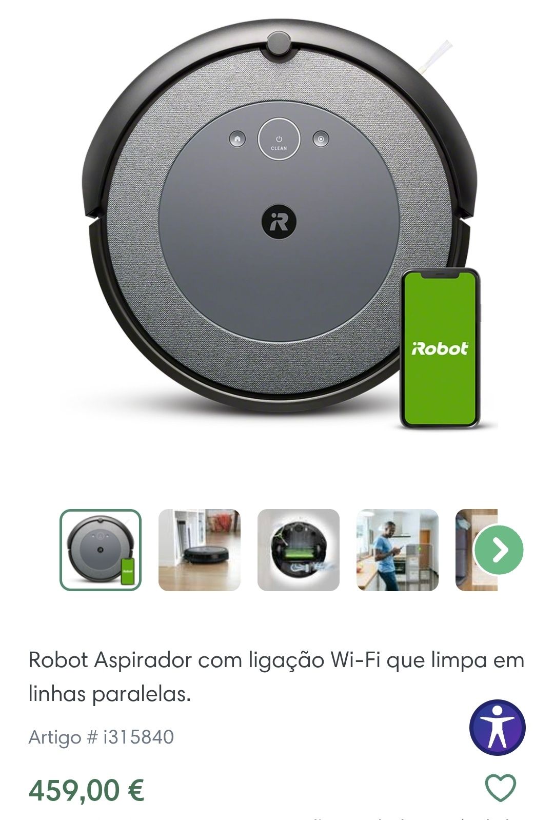 Robot aspirador Roomba® i3 com ligação Wi-Fi