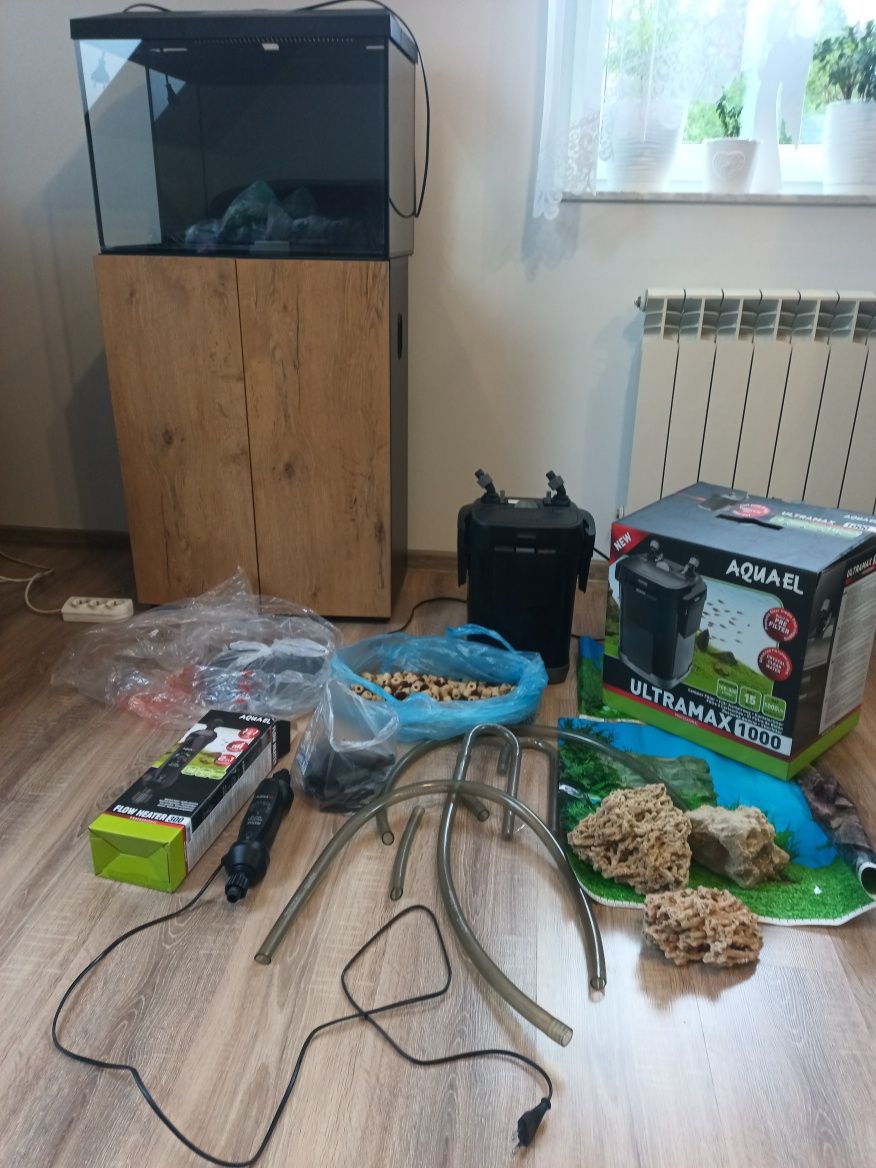 Aquael akwarium 60L zestaw z szafką, filtrem i grzafka