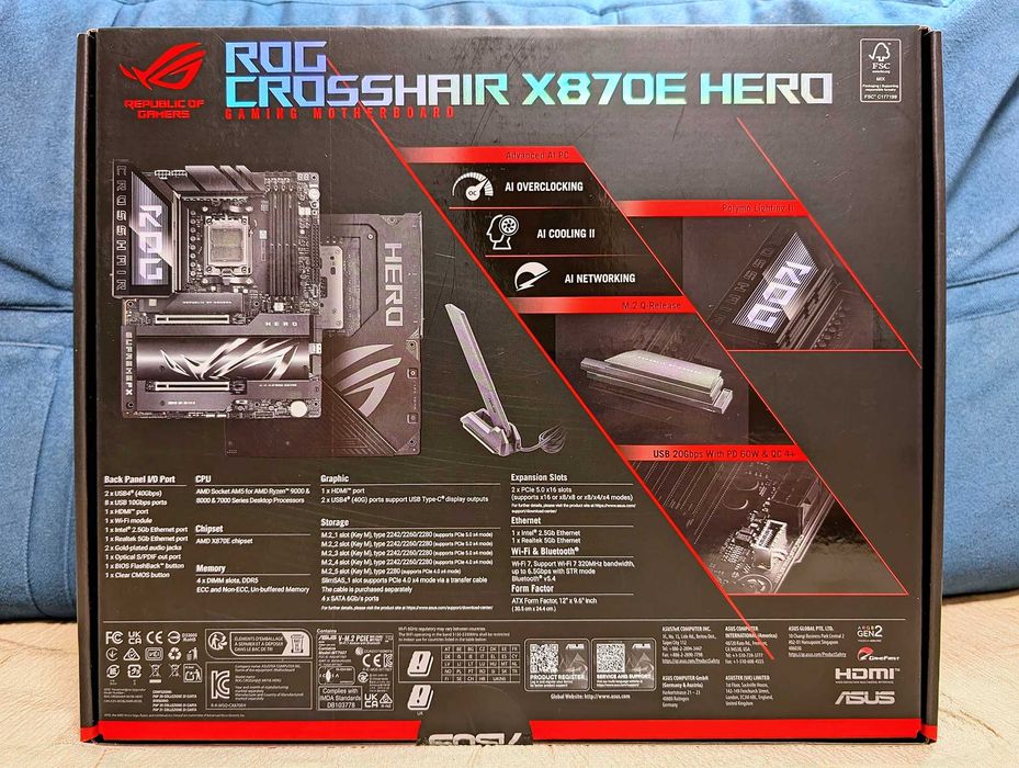 Материнська плата ASUS ROG CROSSHAIR X870E HERO AM5 amd ryzen Нова