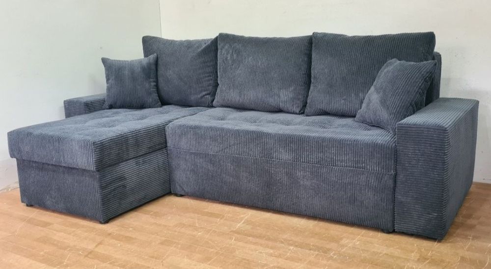 Nowy Narożnik sprężyny automat sztruks welur plusz kanapa sofa rogówka