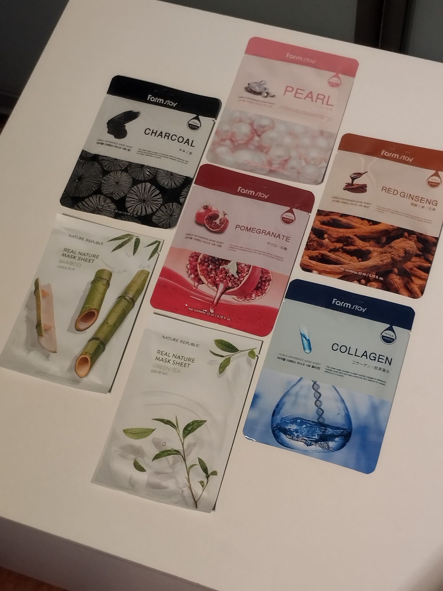 Koreańskie maseczki do twarzy 7x zestaw Farm Stav  Nature Republic