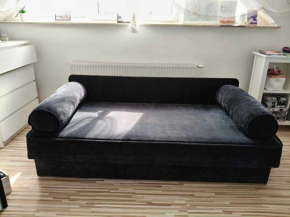 Sofa, z pojemnikiem na pościel, 90x200 cm, + PUFA!
