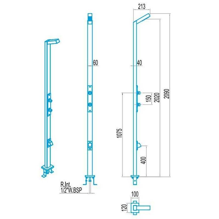 Prysznic basenowy z zaworem czasowym, myjka do stóp Astralpool 59777