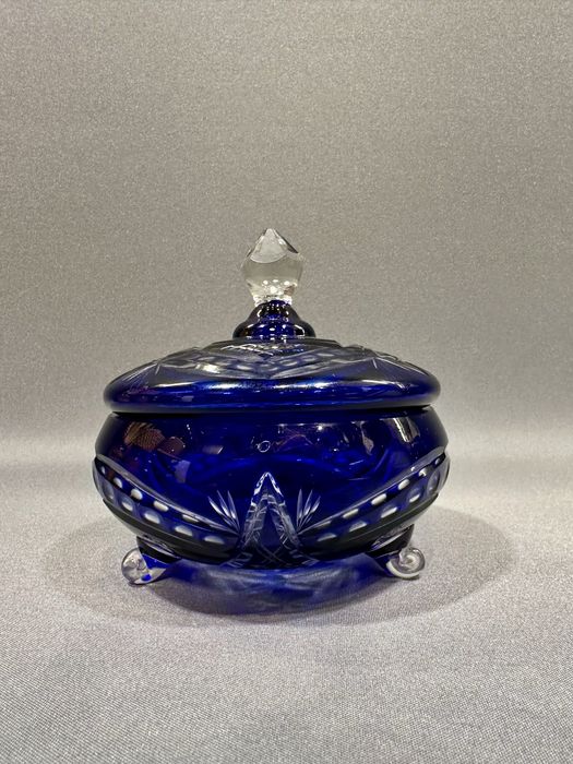 Przedwojenna kobaltowa cukiernica huta jozefina