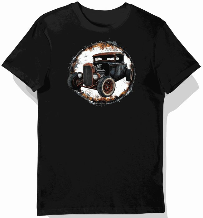 Koszulka męska czarna Mechaniczny Design z Charakterem Hot Rod M