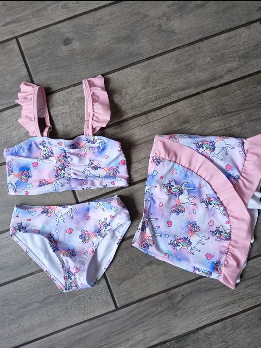 3 częściowy strój kąpielowy, strój kąpielowy dla dziewczynki, 4 lata