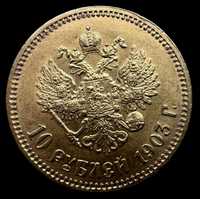złota moneta 10 rubli 1903 rzadka