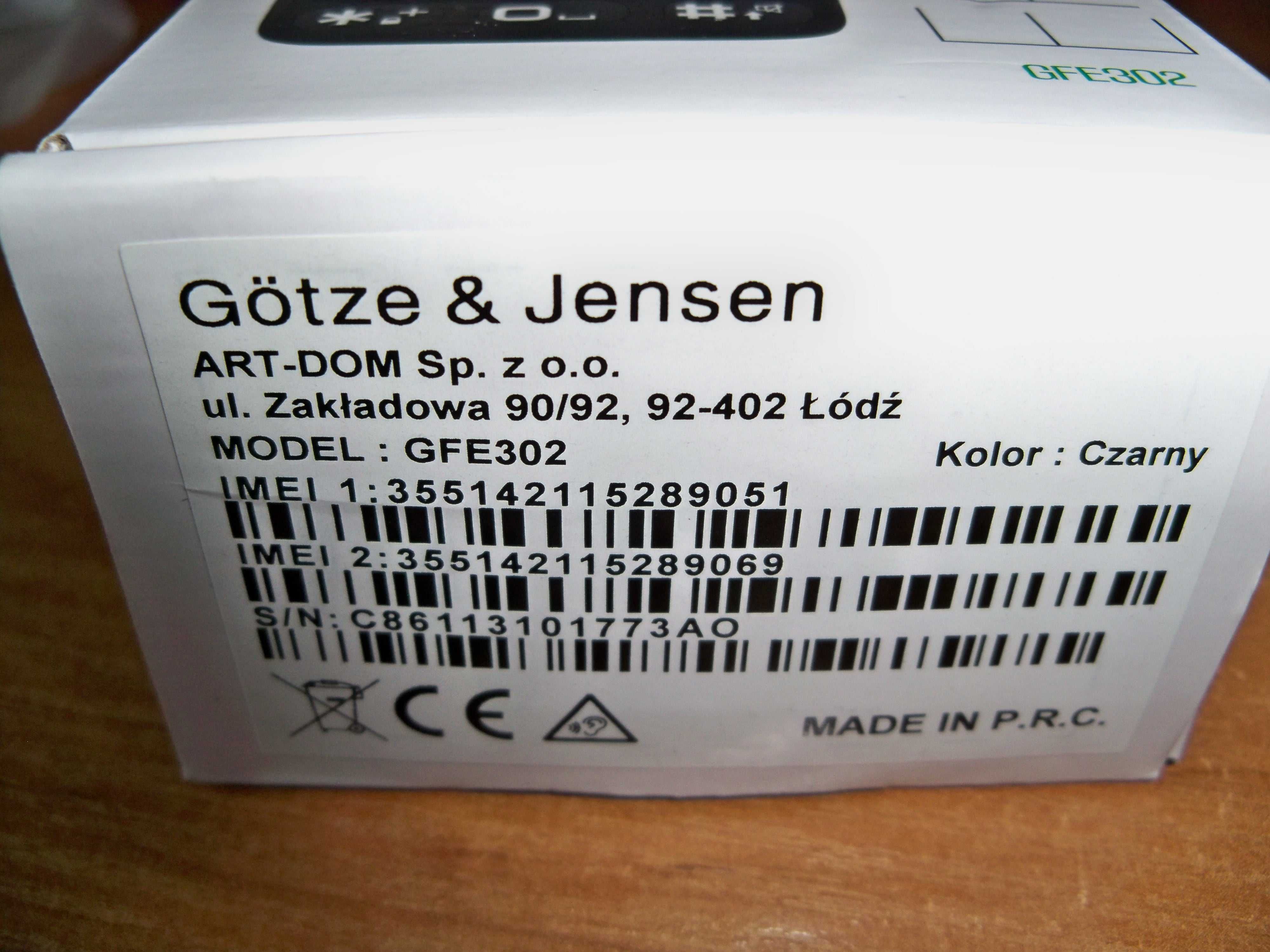 Telefon GÖTZE & JENSEN GFE302 Czarny-oryginalna ładowarka, DLA SENIORA