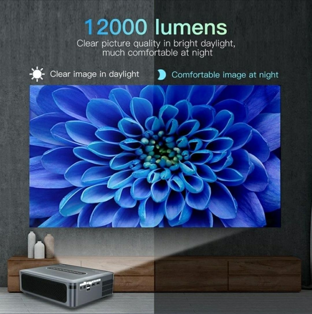 Projetor led Android 12000 lumens + 1080p Nativa REAL + Keystone 4 D