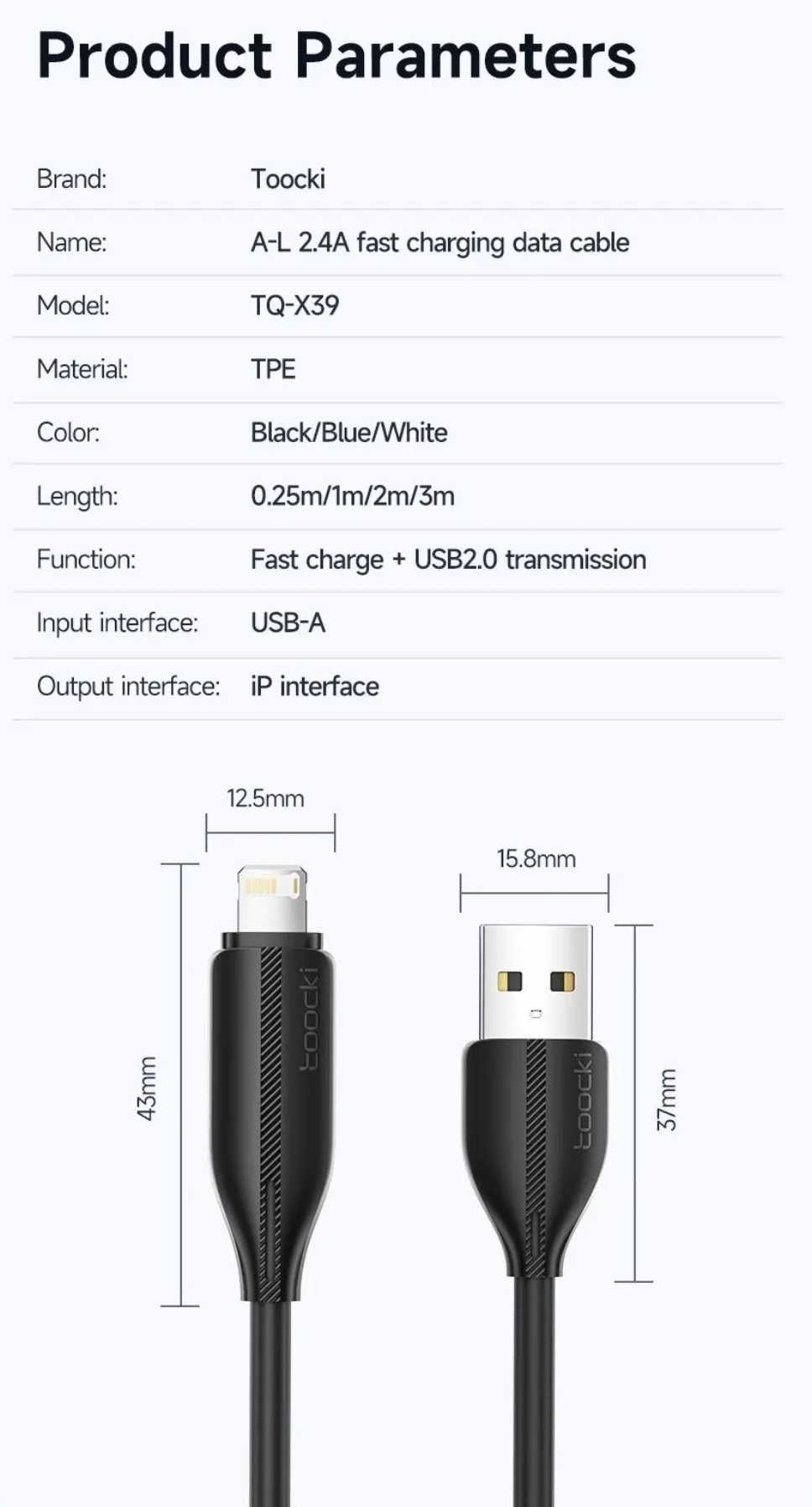 Kabel ładujący USB-Apple Lightning 1m