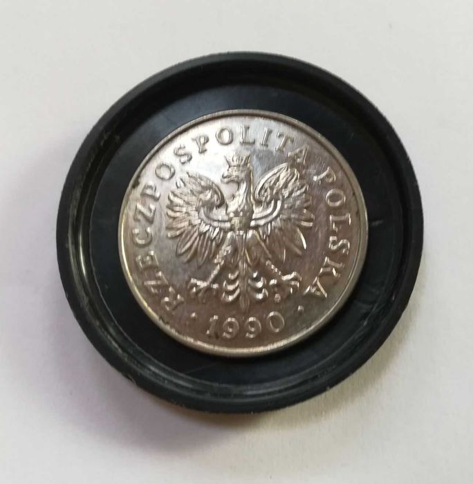 Moneta 100 zł z 1990 r z koroną, stan doskonały,