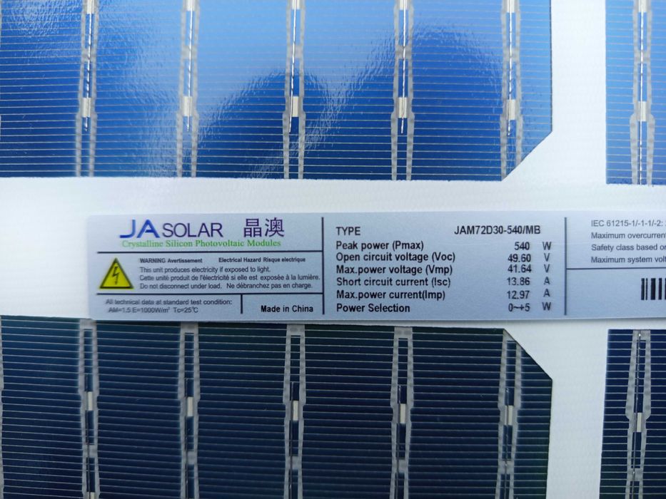 Panel Ja Solar 540 bifacial