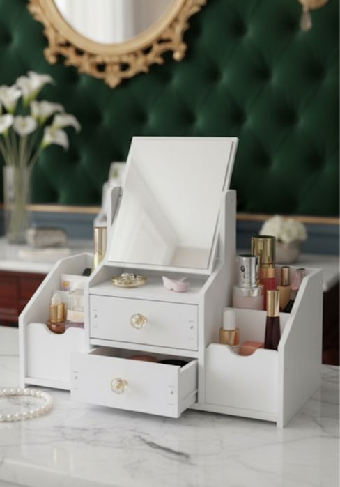 Szkatułka na biżuterię / toaletka z lusterkiem na kosmetyki –organizer