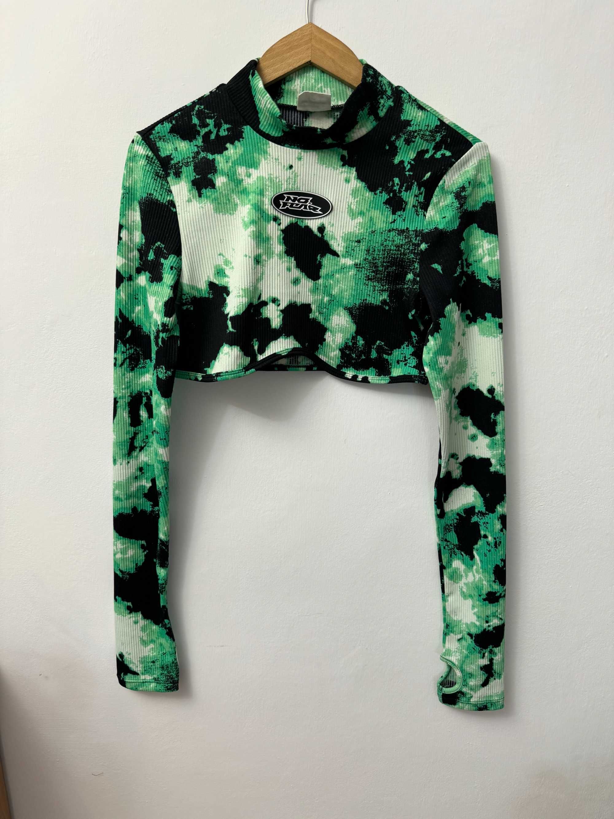 Crop top bluzka z prążkowanego dżerseju z długim rękawem No Fear S 36