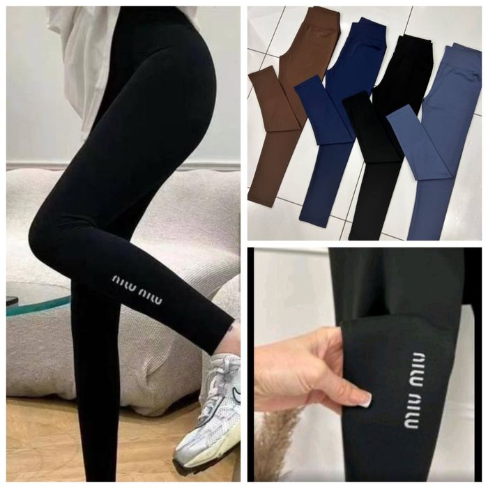 Зимові лосіни MIU MIU, з ефектом утяжки, на флісі, люкс, Туреччинна***