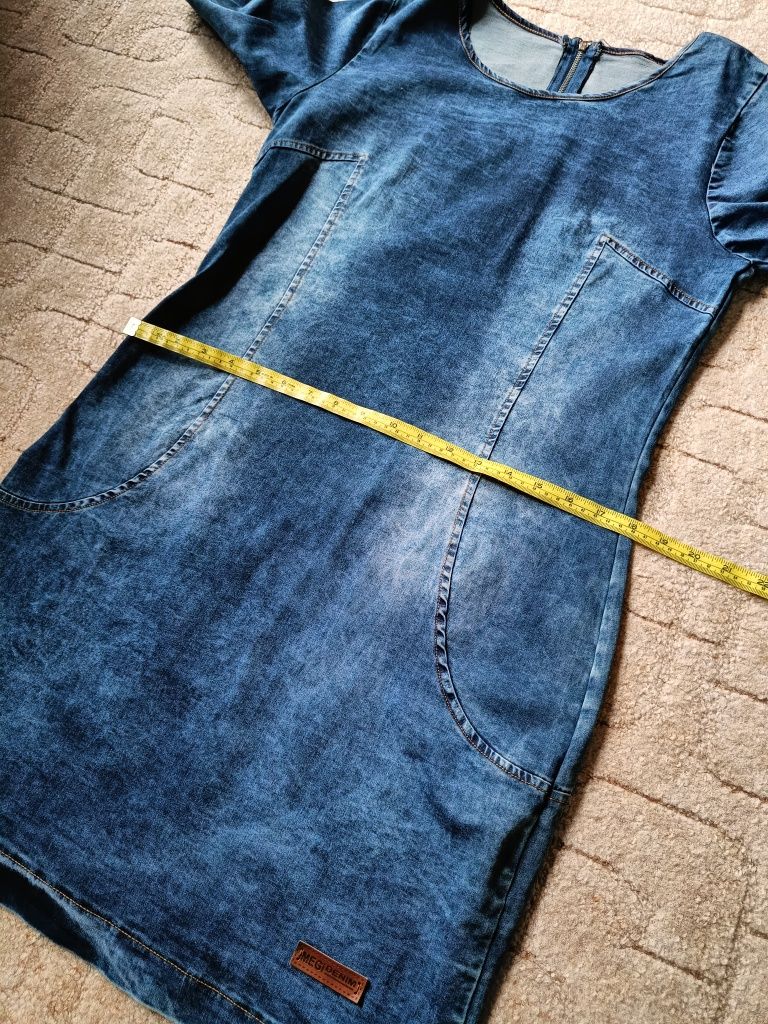 Damska elegancka sukienka jeansowa L