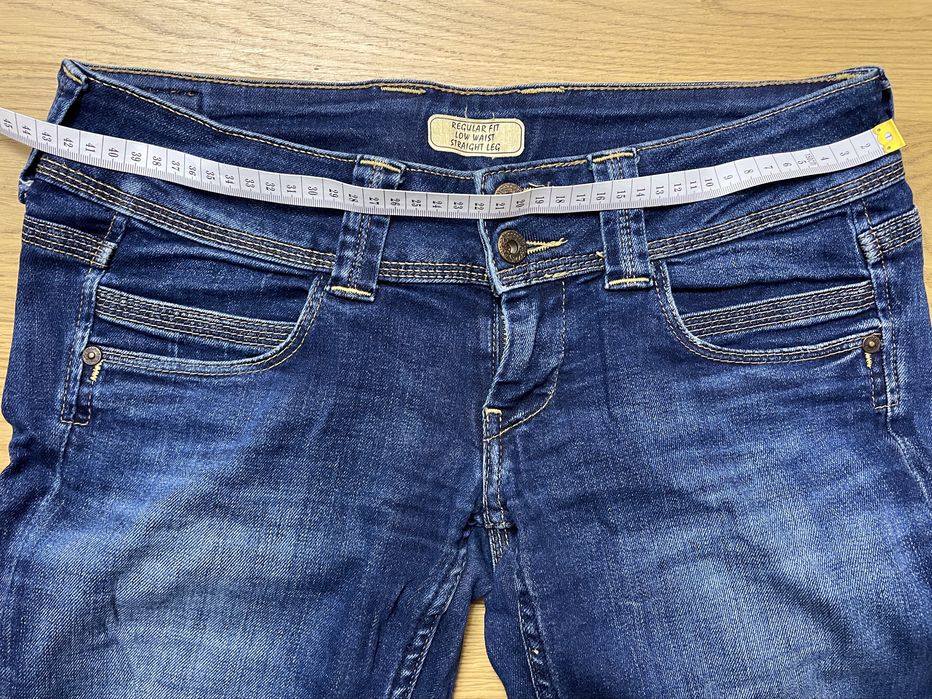 Pepe Jeans London Venus W28/L30 granatowe niski stan prosta nogawka