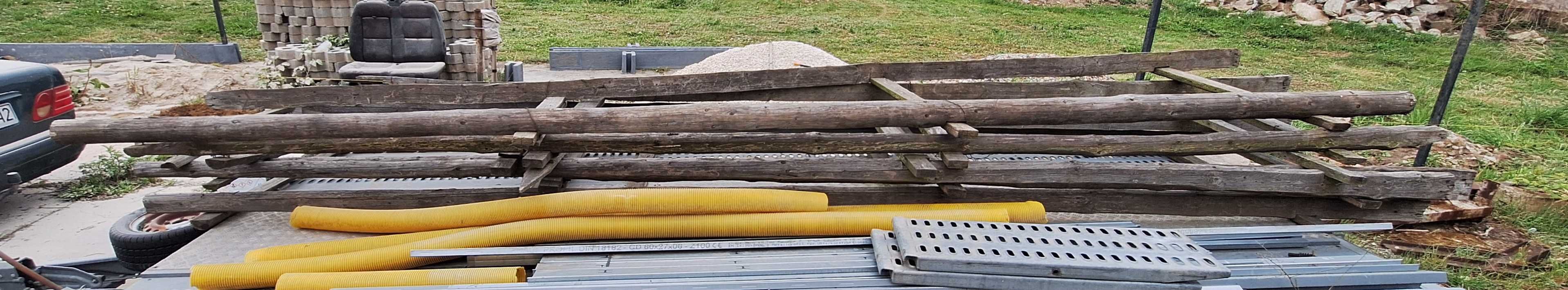 Rusztowanie budowlane elewacyjne drewniane 6m belki słupy stopy