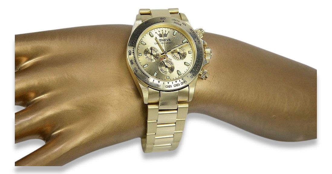 Złoty zegarek z bransoletą męski 14k Geneve mw014ydg&mbw017y Warszawa